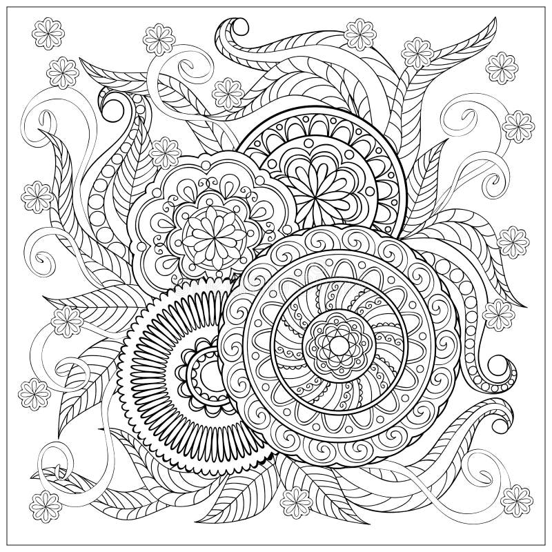 Hand Drawn Flowers Coloring Page Stock Vector - Illustration of element ...