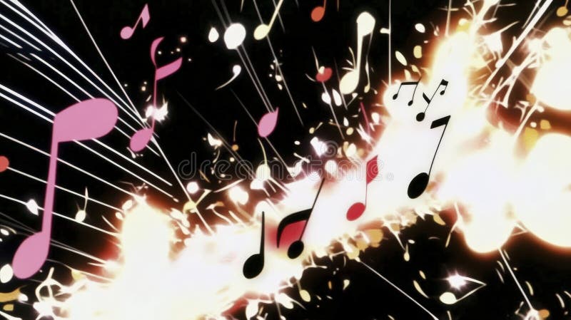 Abstract Musical Notes Explosion stock illustration