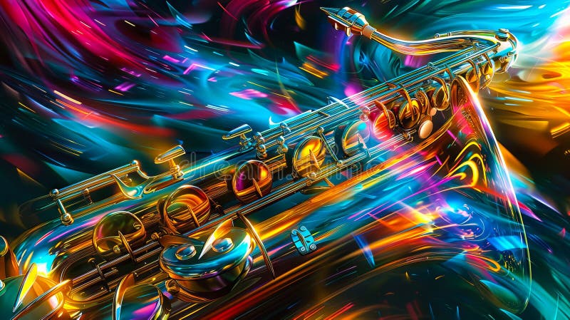 Une image abstraite et colorée d'un saxophone images libres de droits