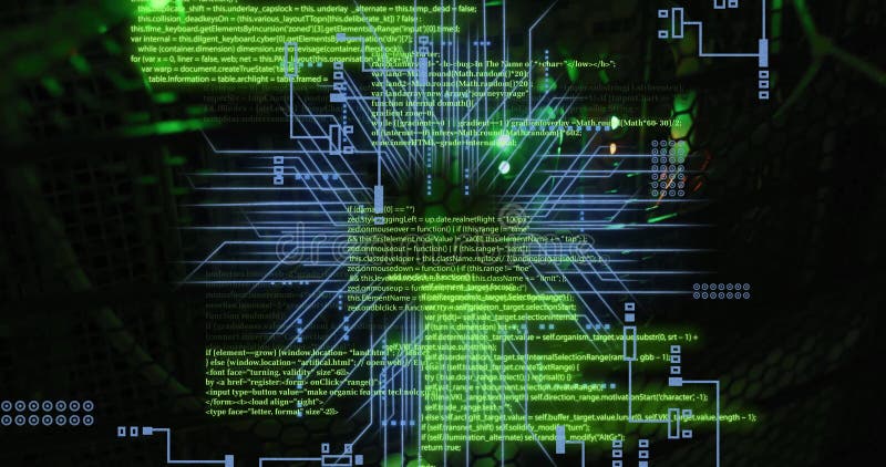 Image of ai text and data processing over circuit board stock illustration