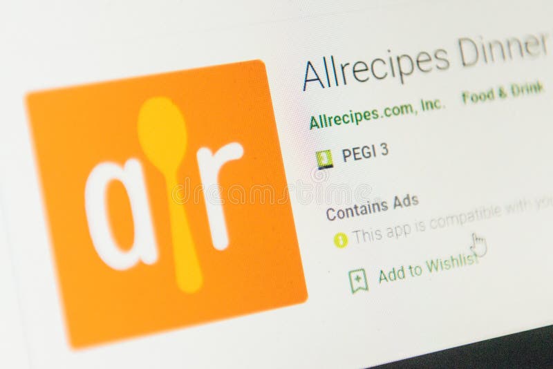 Allrecipes App Icon. Selective Focus. Editorial Stock Photo Image of