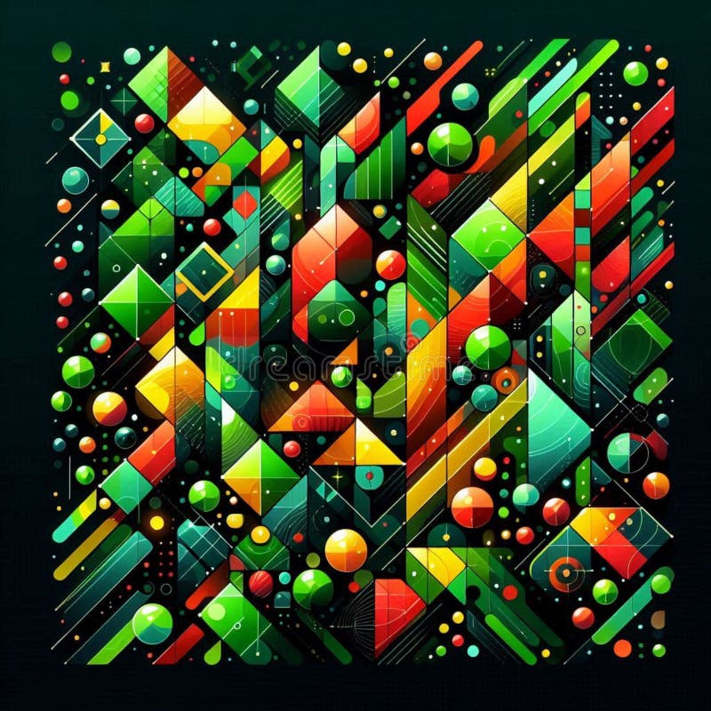 Abstract background featuring vibrant cubes in green, red, yellow, and black, symbolizing Juneteenth celebration royalty free illustration