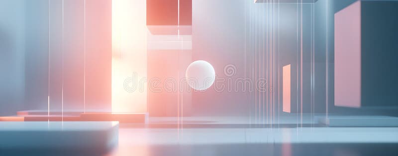 Image of a ball floating in a room with beautiful lights, royalty free stock photo.