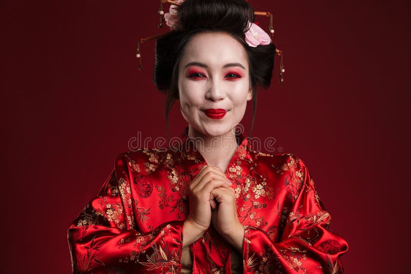 Image of Beautiful Young Geisha Woman in Traditional Japanese Kimono ...