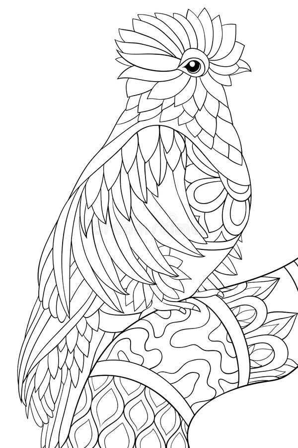 Adult Coloring Page,book a Bird Image for Relaxing. Stock Vector ...