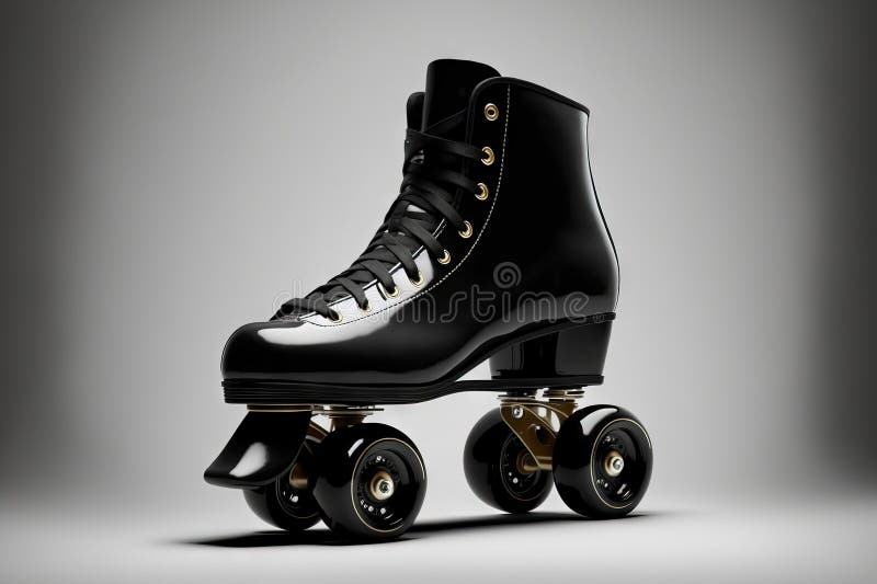 The Image of a Black Roller Skate with a High Heel and Some Dirt Stock