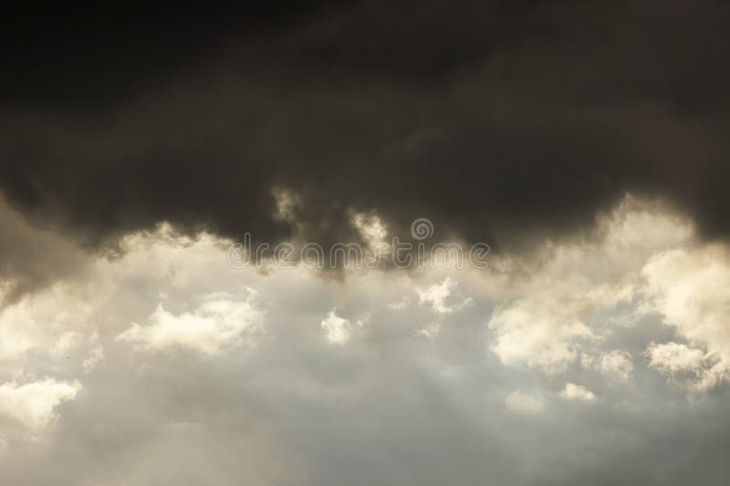 Image of black storm clouds before thunderstorm. Image use of meteorology forecast presentation and report background royalty free stock image