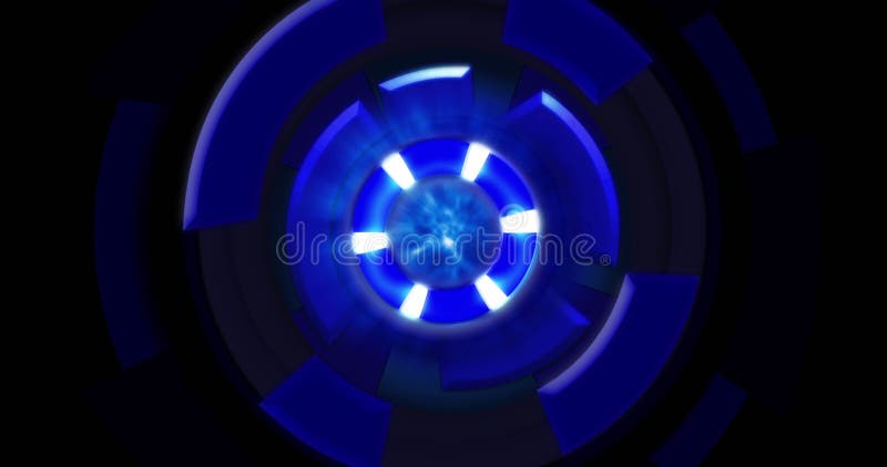 Image of blue circular interfaces spinning over black background vector illustration