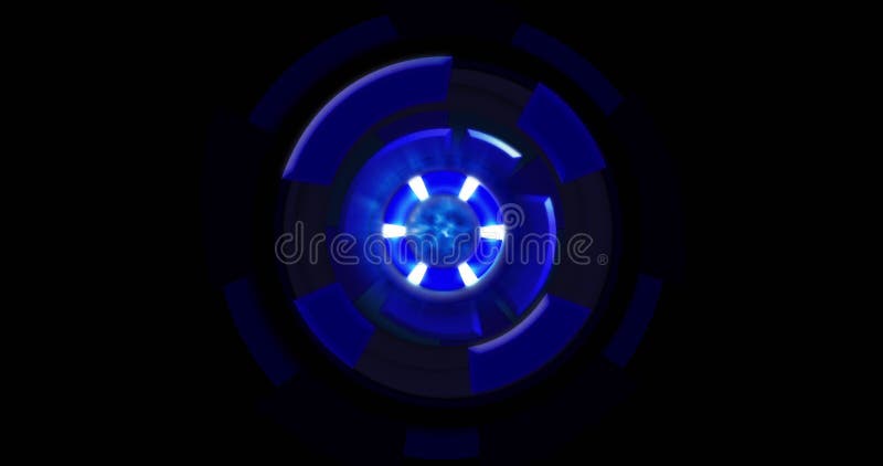 Image of blue circular interfaces spinning over black background vector illustration
