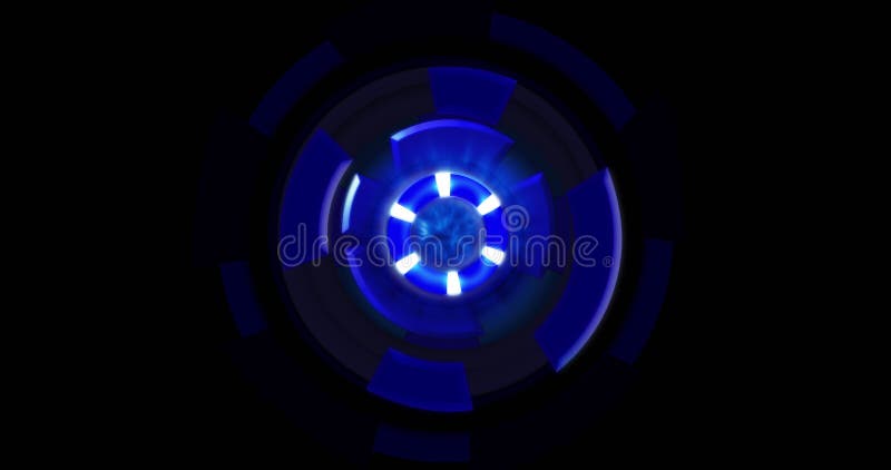 Image of blue circular interfaces spinning over black background royalty free illustration