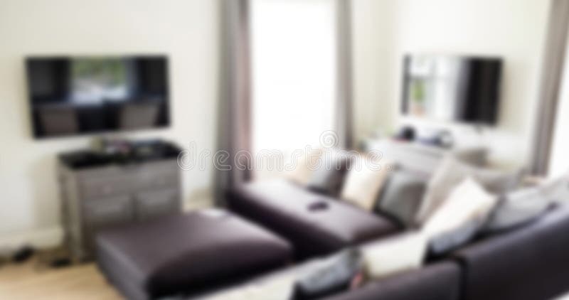 Image of blurred house interior with couch and tv stock illustration