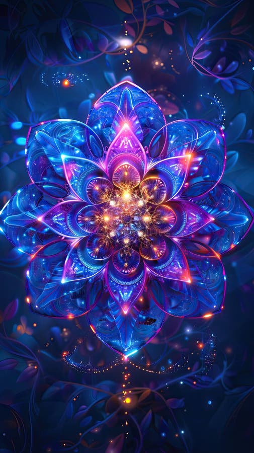 Neon mandala flower image royalty free illustration