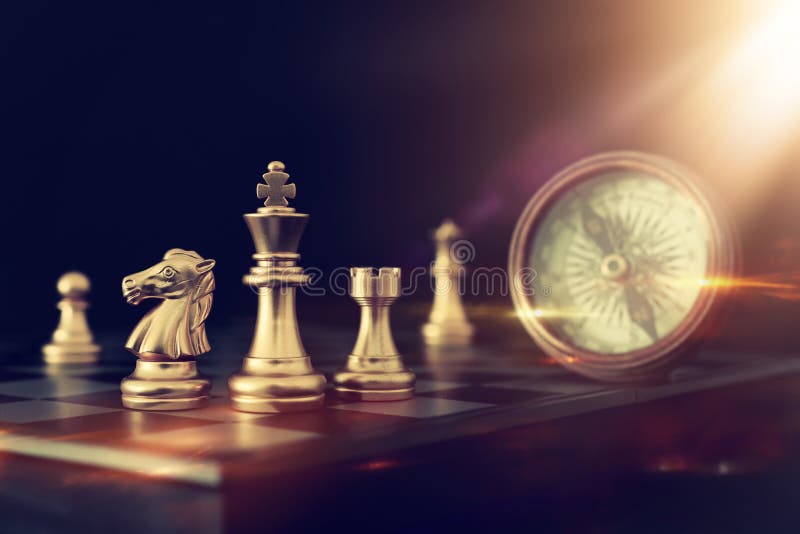 Chess Navigation Compass On Chessboard Concept Stock Photo