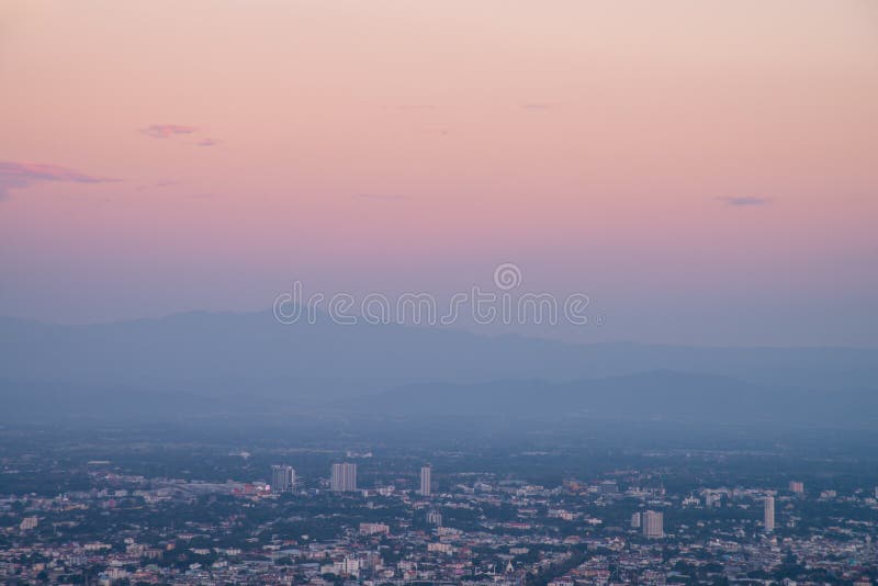 Chiang Mai cityscape in evening with clear blue sky. Image of Chiang Mai cityscape in evening with clear blue sky royalty free stock photography Chiang Mai cityscape in evening with clear blue sky. Image of Chiang Mai cityscape in evening with clear blue sky royalty free stock photography