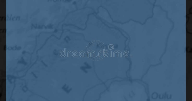 Image of circular scanner processing over part of a blue map royalty free illustration