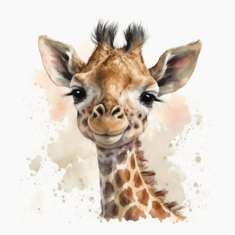 Image clipart souriante de la petite girafe sur fond blanc illustration stock