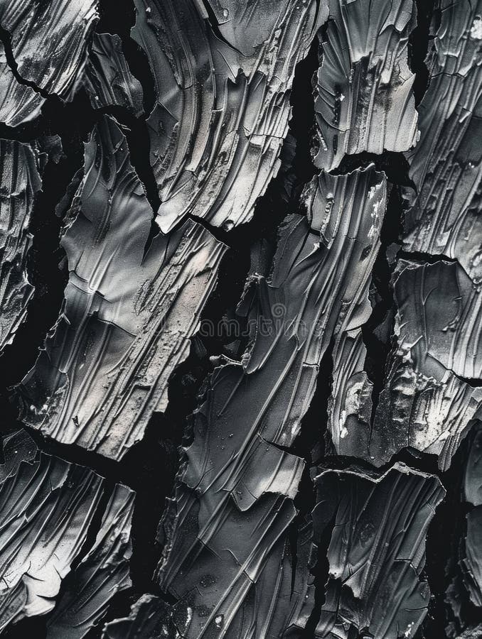 The image is a close up of a tree trunk with a black and white color scheme royalty free stock image