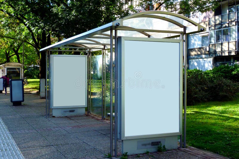 Image collage of bus shelter at a bus stop of glass and aluminum frame stock photos Image collage of bus shelter at a bus stop of glass and aluminum frame stock photos
