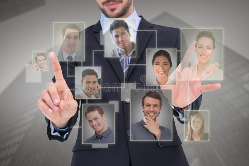 Image composée d'homme d'affaires présentant le numéro six avec ses doigts image libre de droits
