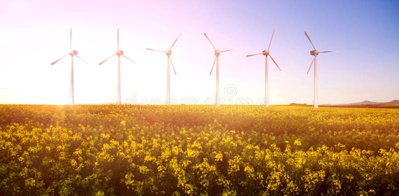 Image composée d'image composée numérique des turbines de vent 3d photos stock
