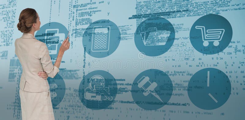 Image composée de femme d'affaires de pensée image stock