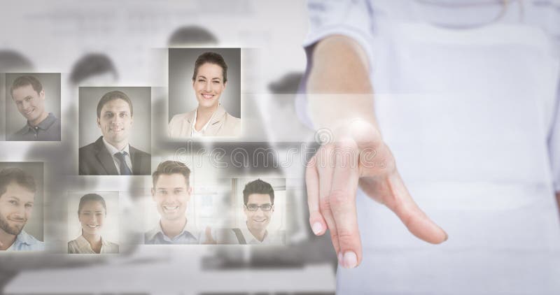 Image composée de femme se dirigeant avec son doigt photographie stock libre de droits