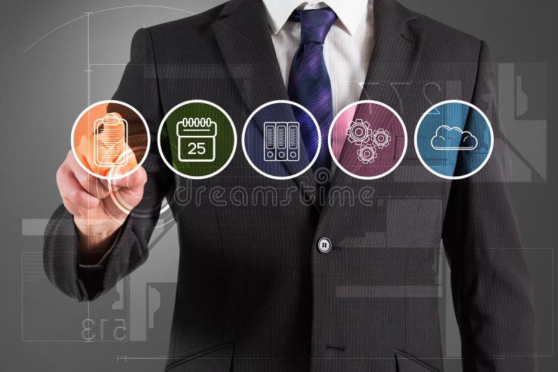 Image composée de l'homme d'affaires dans le costume dirigeant le doigt au menu photographie stock libre de droits Image composée de l'homme d'affaires dans le costume dirigeant le doigt au menu photographie stock libre de droits