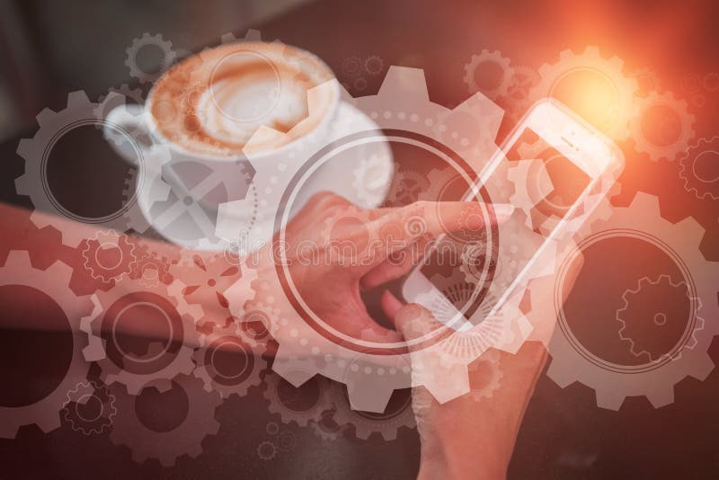 Image composée des roues et des dents blanches sur le bleu illustration stock