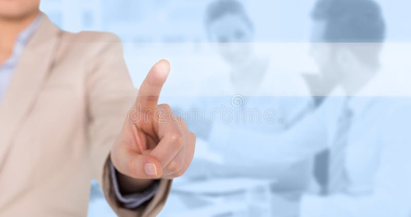 Image composée du pointage de femme d'affaires photos stock
