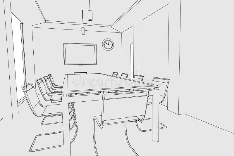 Image of conference room stock illustration. Illustration of drawing -  36413129