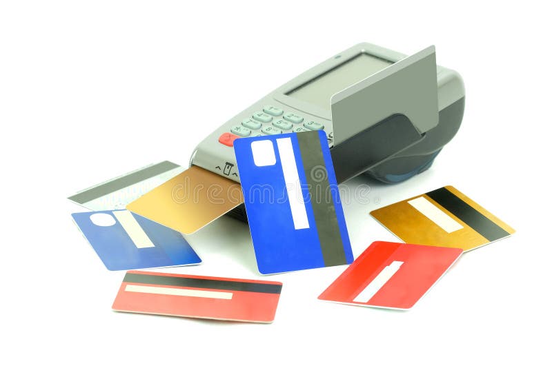 Credit cards reader stock image