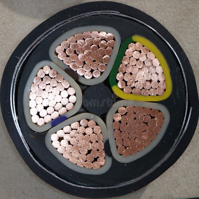 Image of the Cut of the Electric Power Cable Stock Image Image of