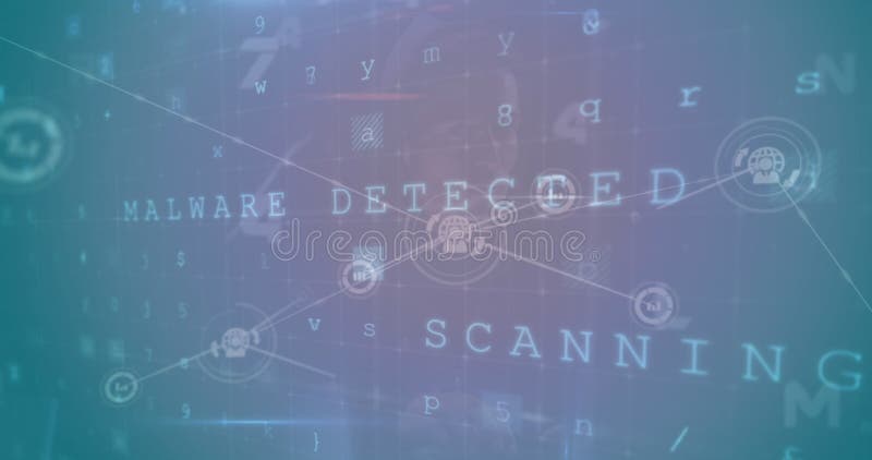 Image of cyber attack data processing over network of connections royalty free stock images