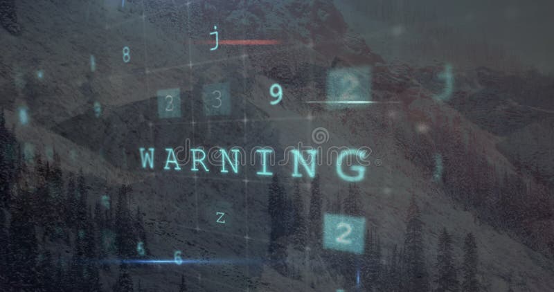Image of cyber attack warning over landscape vector illustration