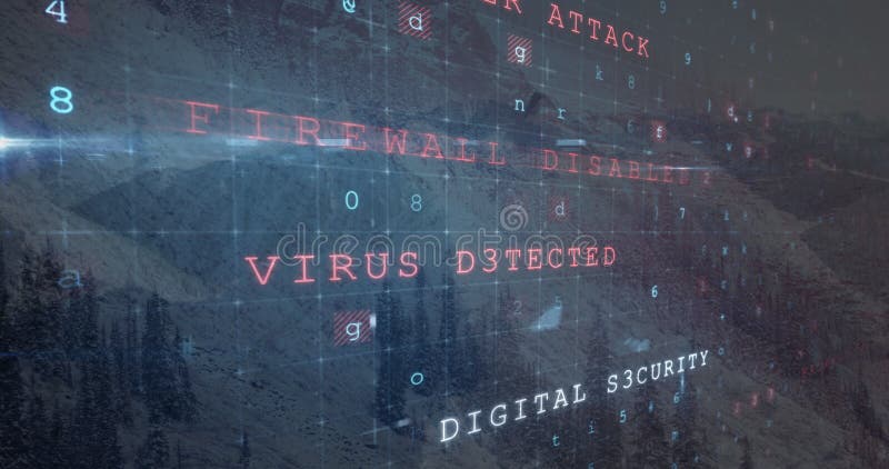 Image of cyber attack warning over landscape royalty free stock images