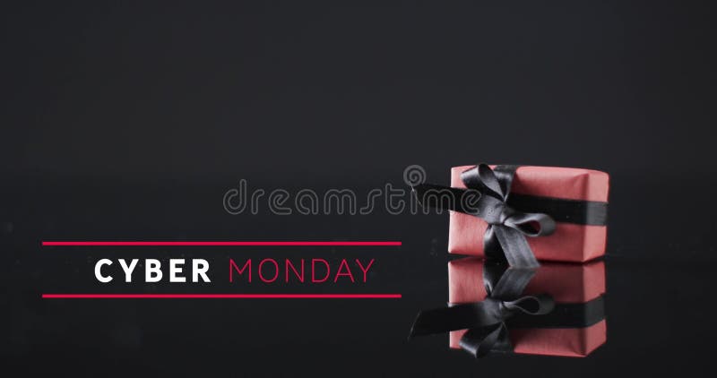 Image of cyber monday text over gift box royalty free stock images