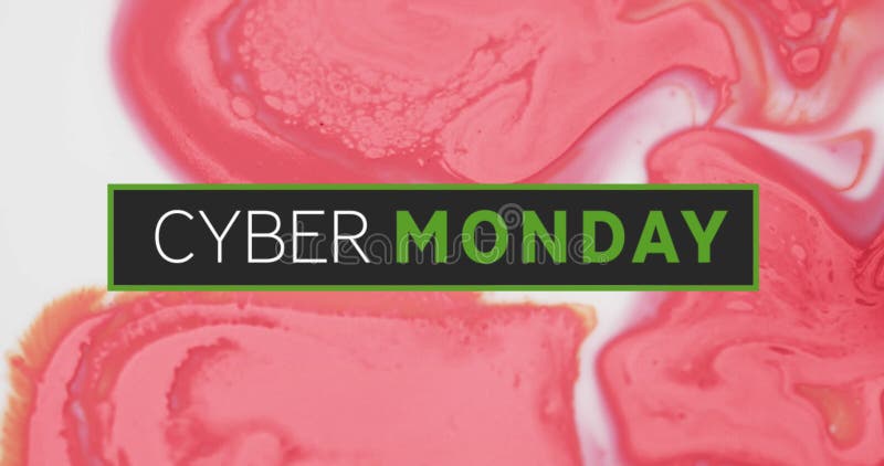 Image of cyber monday text over orange liquid on white background royalty free illustration