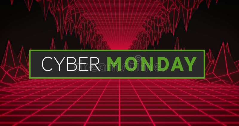 Image of cyber monday text over red cave trerrain royalty free illustration