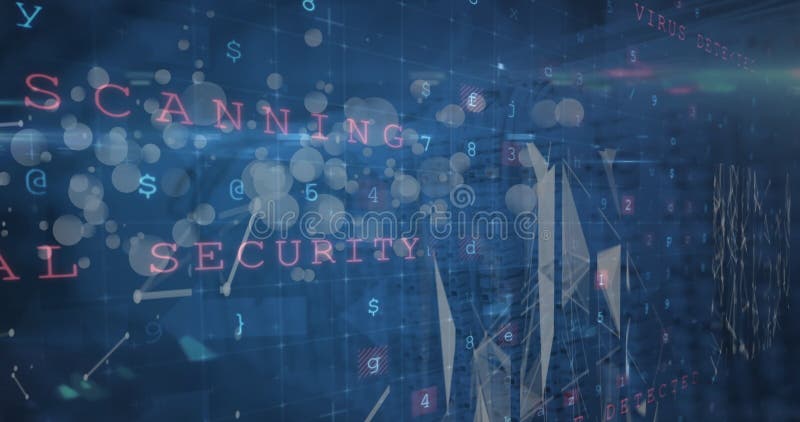 Image of cyber security over scanning and data processing on digital screen stock photography