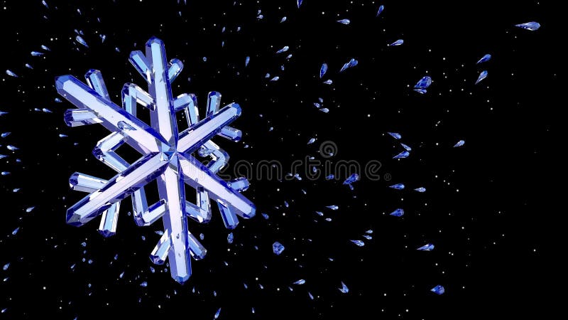 image 3d du flocon de neige en cristal sur le fond noir illustration libre de droits image 3d du flocon de neige en cristal sur le fond noir illustration libre de droits