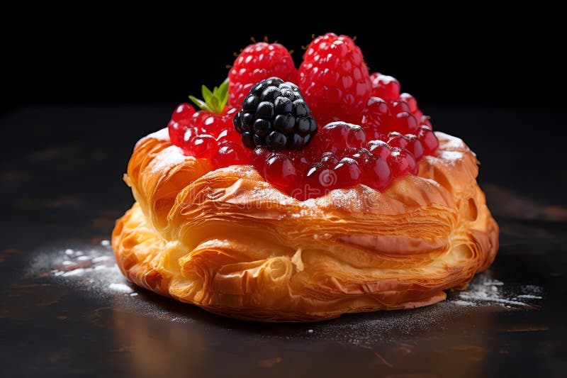 Danish pastry with fruit filling tasty dessert background royalty free illustration