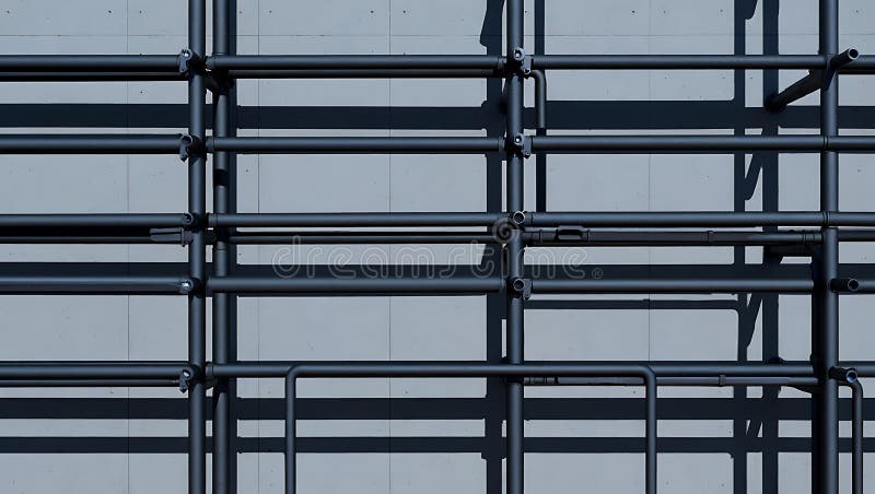 Scaffolding Against Concrete Wall vector illustration