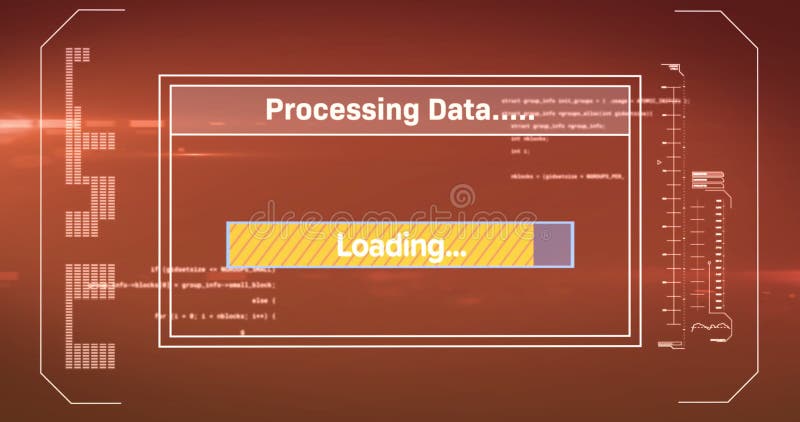 Image of data processing and loading over digital screen vector illustration