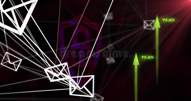 Image of data processing over arrows and padlock vector illustration