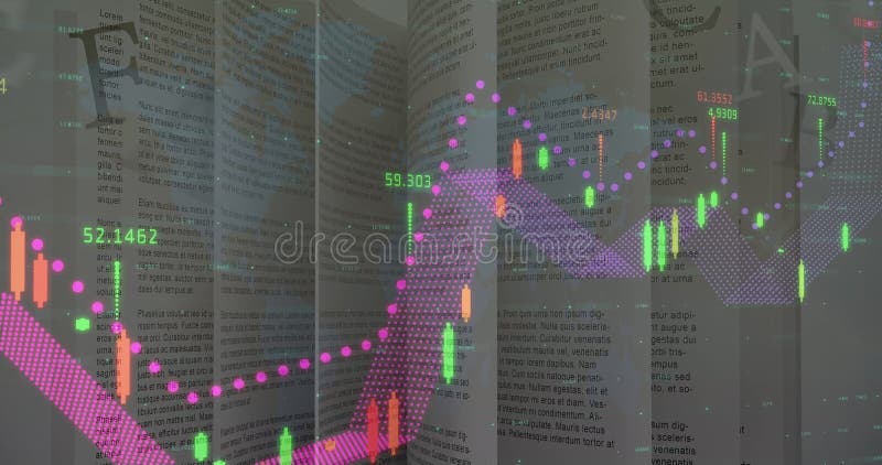 Image of data processing over book stock photos