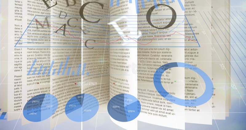 Image of data processing over book stock photo
