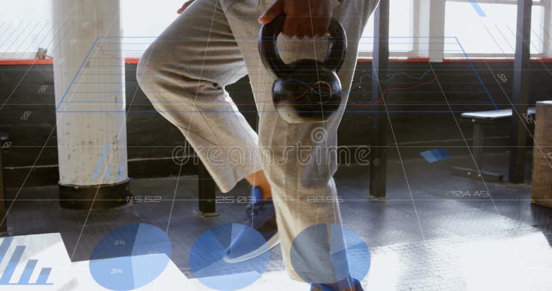 Image of data processing over businessman using tablet. Global connections data processing and digital interface concept digitally generated image.