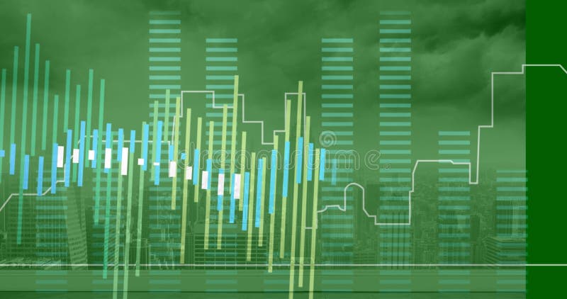 Image of data processing over cityscape stock photos