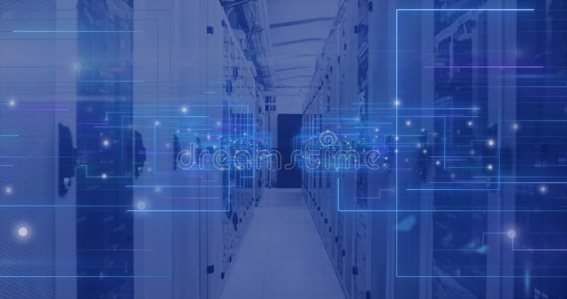 Image of data processing over computer servers. Global finance, business, connections, computing and data processing concept digitally generated image.