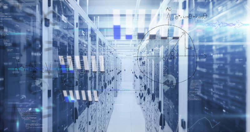 Image of data processing over computer servers. Global data processing, computing and connections concept digitally generated image.